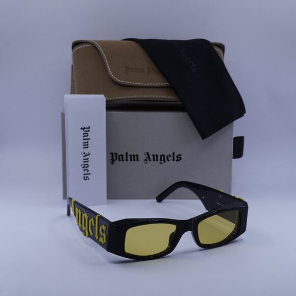 Palm Angels PERI007 ANGEL 1018 Rectangle Sunglasses - Black/Yellow - Picture 1 of 11